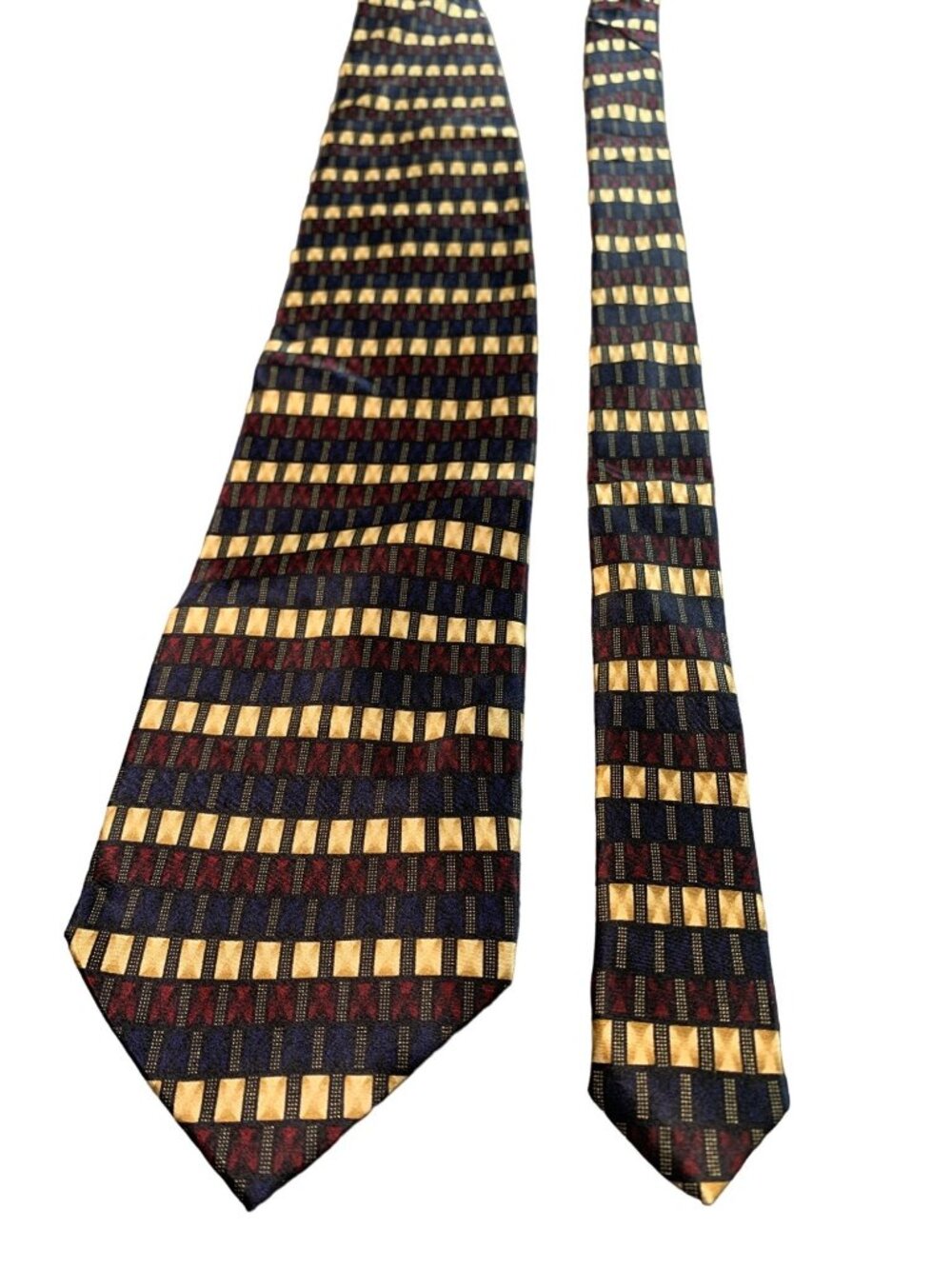 Knightsbridge Mens Silk Necktie Tie Silk Geometric Pattern Multicolor